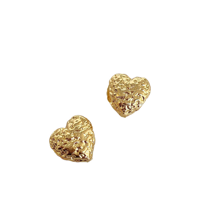 Hammered Heart Nugget Earrings Gold-plated Silver nugget earrings